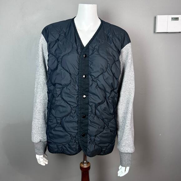Rag & Bone jacket men's medium quilted varsity bomber varsity black gray - Picture 1 of 12